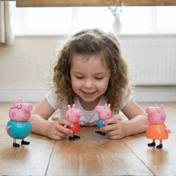 BISOKE Peppa Pig Happy Family 4 Figures Educational Pretend Play Set