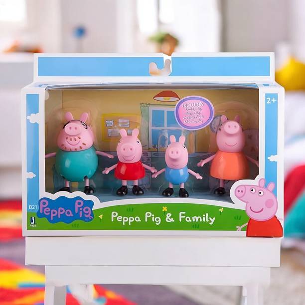 Mahi Zone Peppa Pig Family Set of 4, Peppa Pig, George, Daddy Pig, Mommy Pig Toys _M461