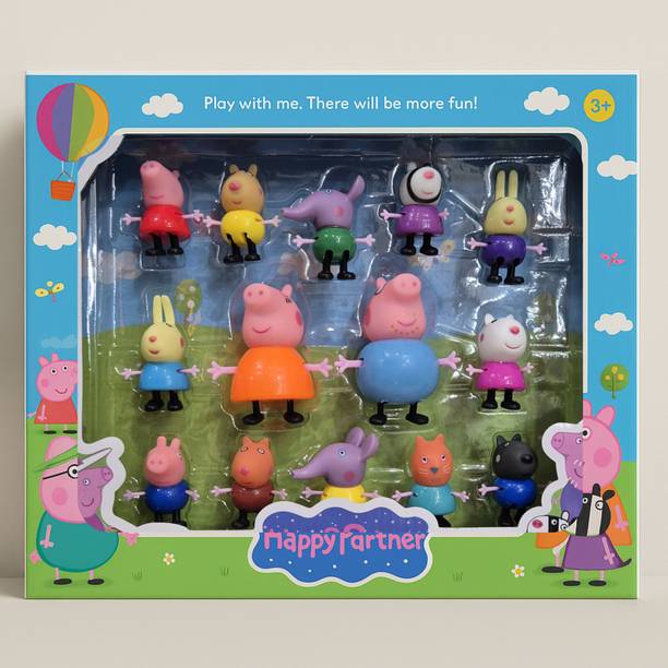 Nilika Enterprises Peppa Pig & Friends Toy Set - 14 Figures (Peppa, George, Mama Pig, Papa Pig)