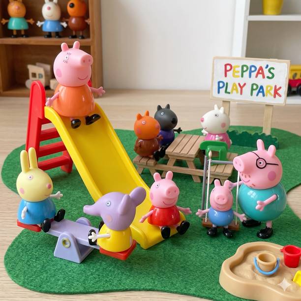 BISOKE Peppa Pig Family Friends Combo 9 Pcs Mini Doll Set for Toddlers