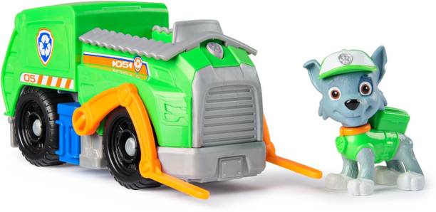 PAW PATROL Rocky's Recycle Truck Vehicle with Collectible Figure, for Kids Aged 3 and Up