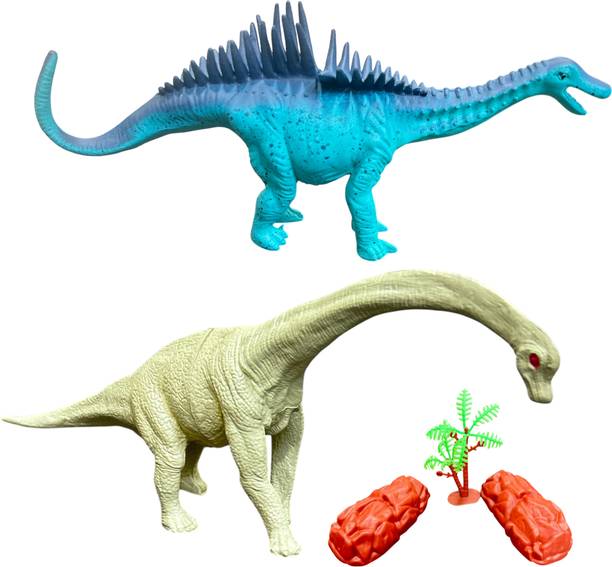 ZESTHOME 2 Realistic Big Dinosaur Toy Set - Hard Rubber Jumbo Dinosaur Figures Playset