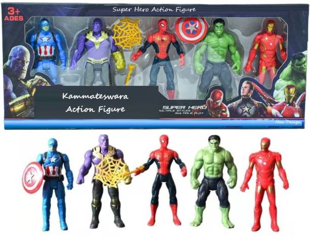 KAMMATESWARA Action Figure Toy Set in Action Toy for Kids (Set of 5 Superheroes)
