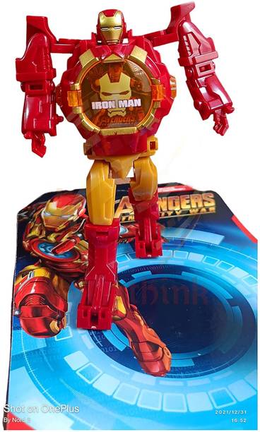 zobro Action Figure Transformer Robot Toy Convert to Digital Wrist Watch for Kids