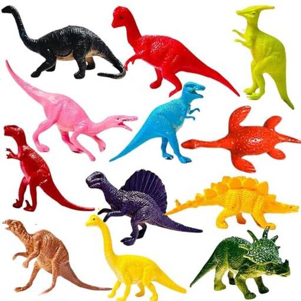 Jericos Dinosaur Figures Toy Set – 12 Rubber Dino Toys for Kids