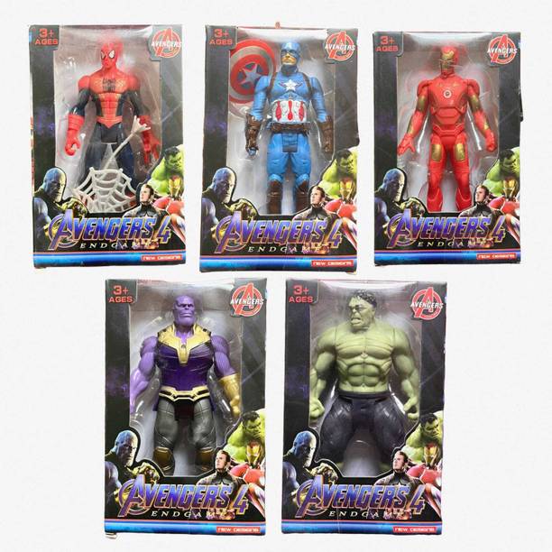 AS TOYS Marvel Avenger Superhero Action Figure Toy Set for kids. Led Light pack of 5pc.