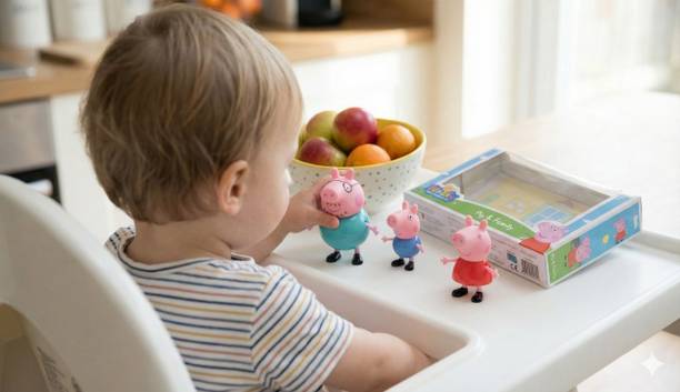 BISOKE Peppa Pig & Family 4 Piece Figurine Set Birthday Gift for Kids