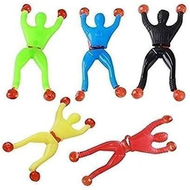 Jaaro Sticky Wall Climber Men Toy, 5 Piece Throwing Action Figure Set for Kids