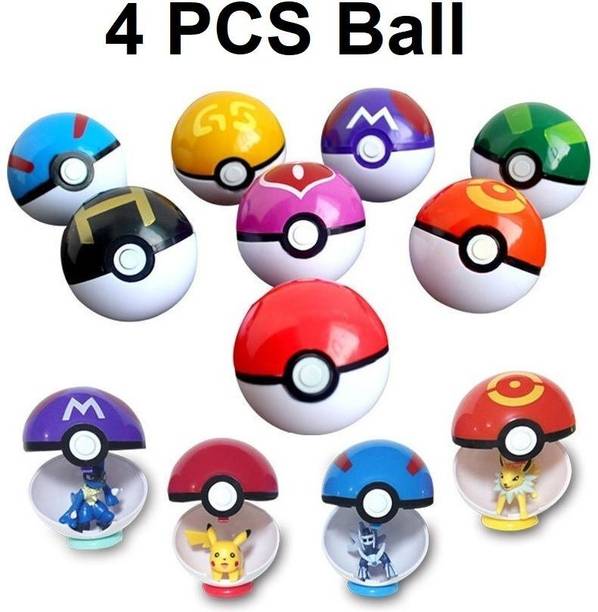 CrazyBuy 4 Pcs/Set 5cm Pocket Monster Anime Pikachu Action Figure Game Mini Poke Ball