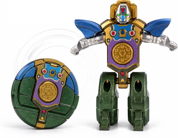 Boenjoy Gifts 2 in 1 Transformable Spinner Robot Toy for Kids, Rotating Disc to Robot Figure