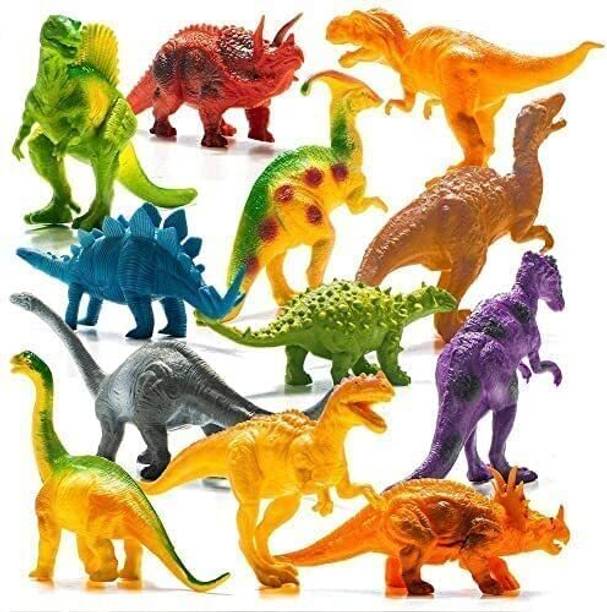 Jericos 2-Piece Rubber Dinosaur Figures Toy Set for Kids Safe & Non-Toxic