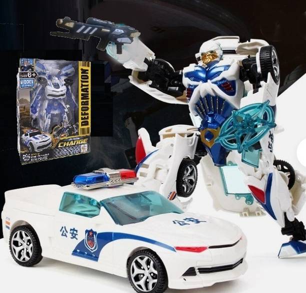 HALO NATION Deformation Police Robot Car Manual Transformation Robot Car Big Size 26cm