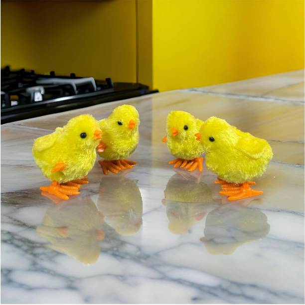 Toyz Plant Pack 4 Jumping Chick Toys for Kids Toddlers & Home Decor Cute Chuze Chicken Toys - 5 cm