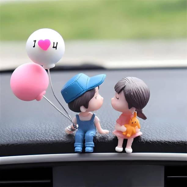 infinitepiinitiatives Romantic Couple Doll Showpiece with Balloons for Car Dashboard & Home Décor