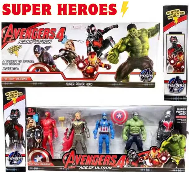 SHINILIFESTYLE Marvel Avengers Action Figure Set | 5 Superhero Toys for Boys |Birthday Gift Set