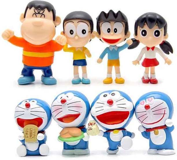 RVM Toys Set of 8 Doraemon Action Figure Set Cake Topper Showpiece Table Gift Toy