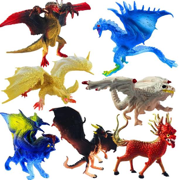 Mallexo Realistic Flying Dragons Dinosaur Animal Toys for Kids 8PCs BIG SIZE Dino Toys