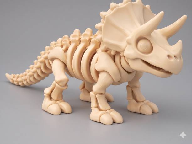 3DRIDALSTUDIO Articulated Flexi Beige Skeleton Dragon 3D Printed Moving Joint To
