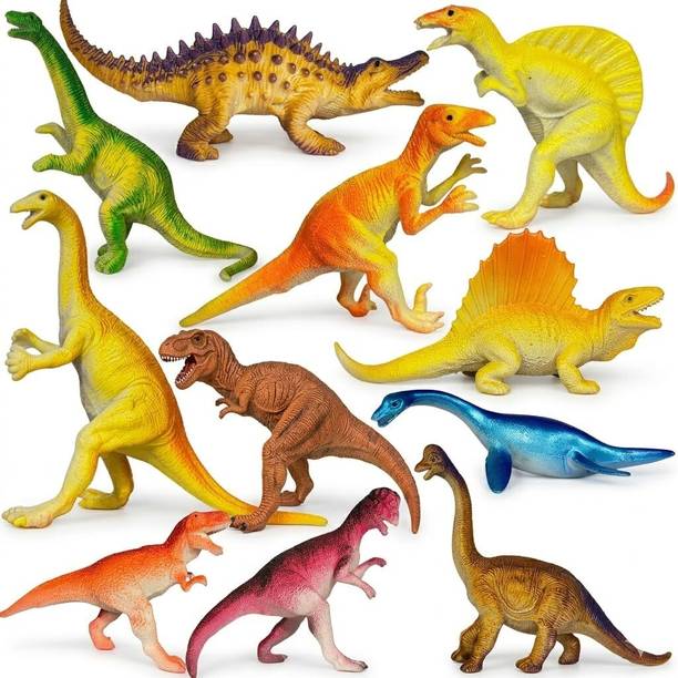 Jericos Realistic Dinosaur Toy Set | 12 Hard Rubber Dino Figures