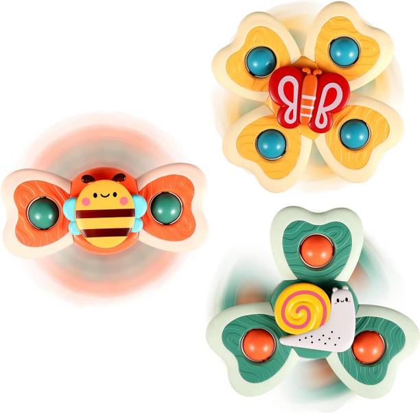 Tazomi 3 Pcs Silicone Suction Cup Base Spinning Toy Sensory Fidget Baby Spinning
