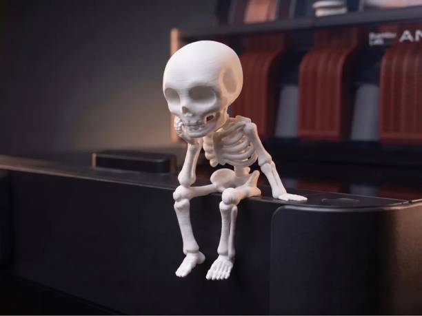 aindiancart Cute Sitting Skeleton Thinker Desk Pet | 3D Printed Shelf Sitter Fig