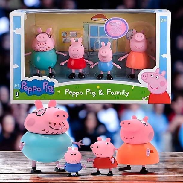Mahi Zone Peppa Pig Family Set of 4, Peppa Pig, George, Daddy Pig, Mommy Pig Toys _M1368