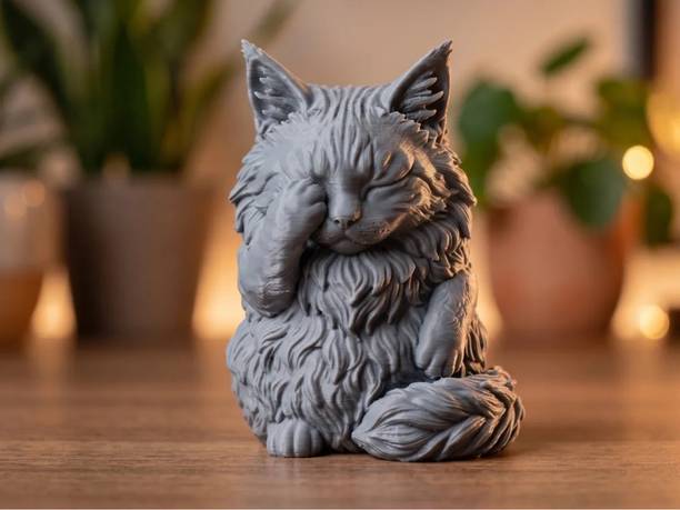 aindiancart Maine Coon Cat Facepalm 3D Printed Funny Desk Figure