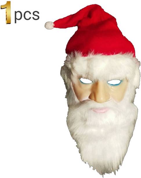Orama Christmas Santa Latex Mask with Red Santa Hat and Beard Overhead Mask X-mas108