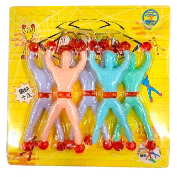 Bazaar Wall Climbing Sticky Man Action Figures, Birthday Return Gift Pack of 5Pc