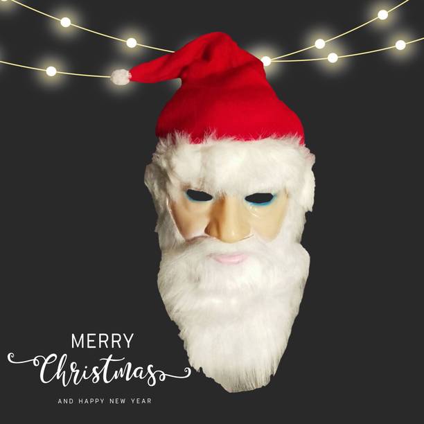 Orama Christmas Santa Latex Mask with Red Santa Hat and Beard Overhead Mask X-mas103