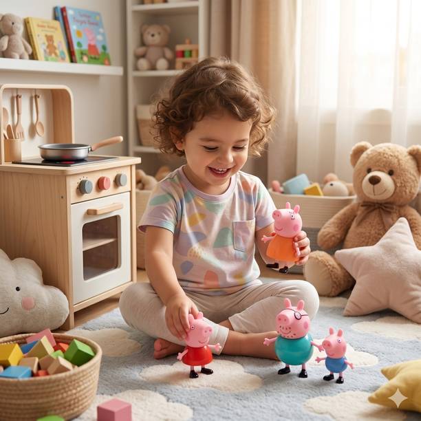 BISOKE Peppa Pig Family Set of 4 Action Figures Cartoon Toy for Kids