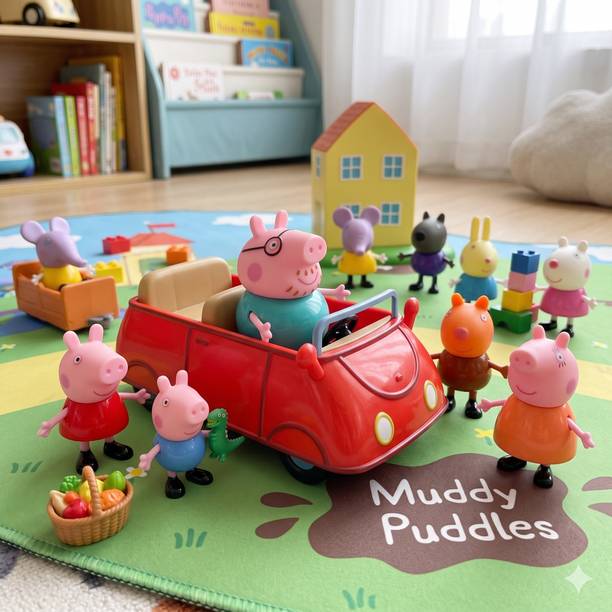 BISOKE Pig Family 9 Character Figure Set Collectible Toy for Boys & Girls