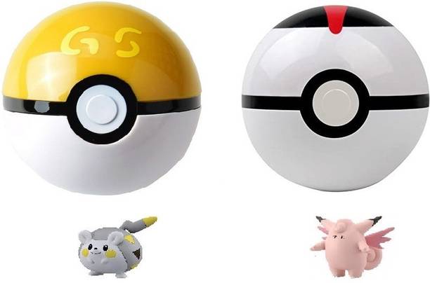 FOZZO-SK Anime Pokemon 2 Poke Balls Multi colors with Tiny Figure inside kids cartoons