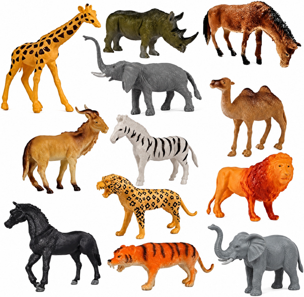 Jericos Jungle Animal Toys for Kids 3+ | 12PCS Forest Farm Forest Animal Action 
