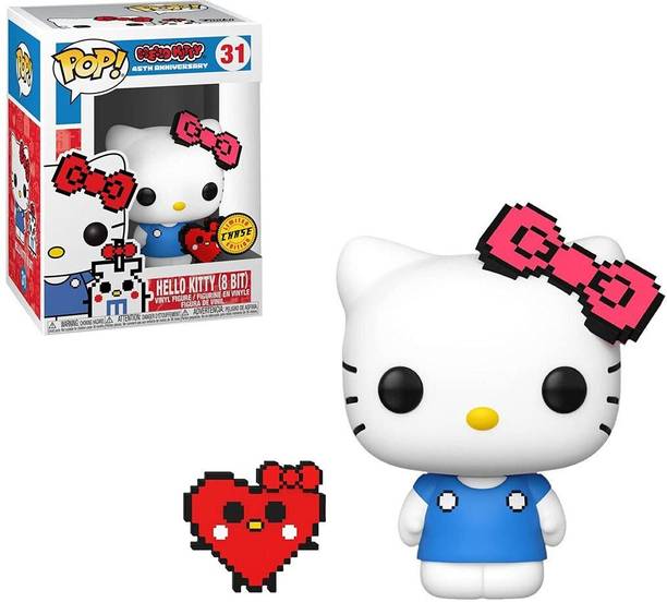 Funko Pop! Sanrio Hello Kitty (Anniversary) Chase with 8-Bit Pink Bow and Heart Buddy