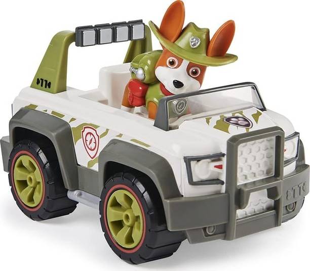 PAW PATROL Tracker’s Jungle Cruiser Vehicle with Collectible Figure Toy For Kids