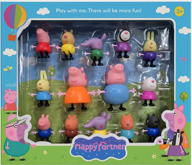 SARASI Peppa Adventures Action Figure Toy For Kids [Set Of: 14 Pcs]