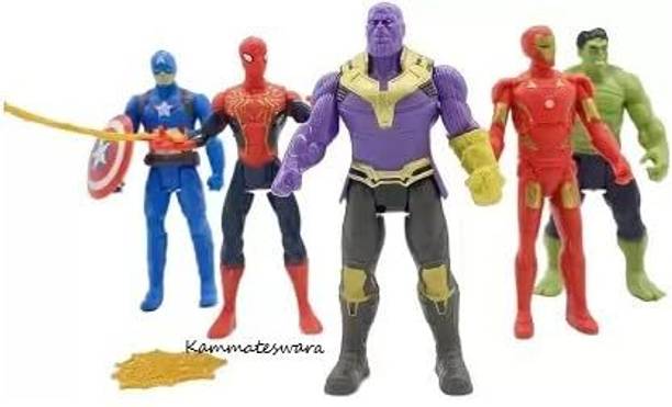 JOUJOU Super Hero Action Figures Set Of 5 Avengers Style Kids Toys 12cm