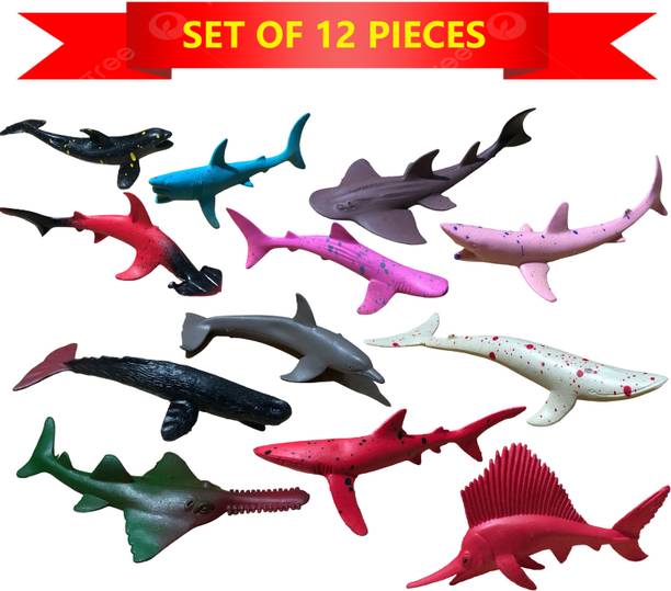 Gllaggerius Shark Family Figure Toy Set of 12Pcs