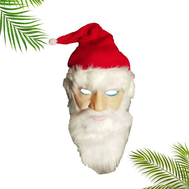 Orama Christmas Santa Latex Mask with Red Santa Hat and Beard Overhead Mask X-mas104