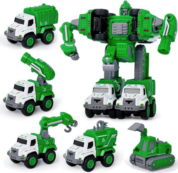 KIDOLOGY 5 in 1 Transforming Robot Sanitation Vehicle Toy for Kids Age 3+ Years