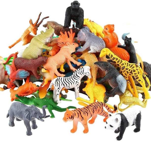 Toyporium Mini Jungle Safari 12 PC Realistic Wild Animal Toy Figure Playing Set for Kids44