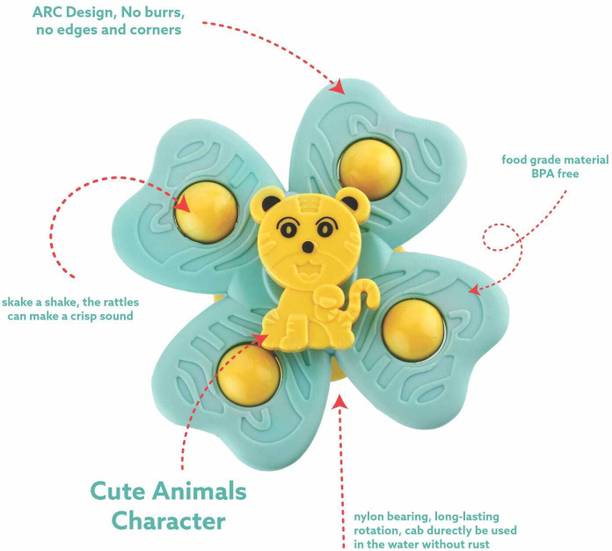 UKAXA Baby Sucker Suction Cup Spinner 3 Toys with Rotating Spinning Bath Toys For Baby