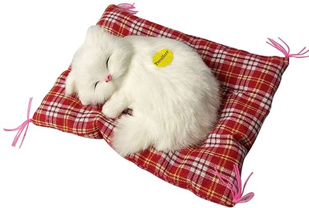 HASTHIP FnieYxiu Plush Dolls, Stuffed Sleeping Cat Press Simulation Sound Animal Cute S Pet Bed