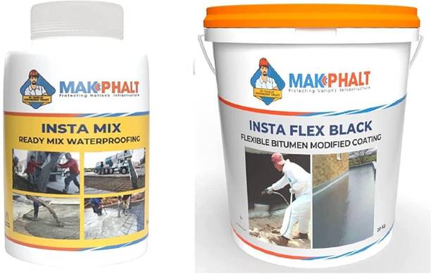 MAKPHALT Combo of Insta Mix Integral Waterproofing Compound and Insta Flex Black-1Kg Adhesive