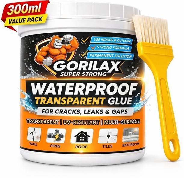 Gorilax Waterproof Glue for Wall Cracks & Roof Leaks | Transparent Sealant Leak Fix Gel Adhesive