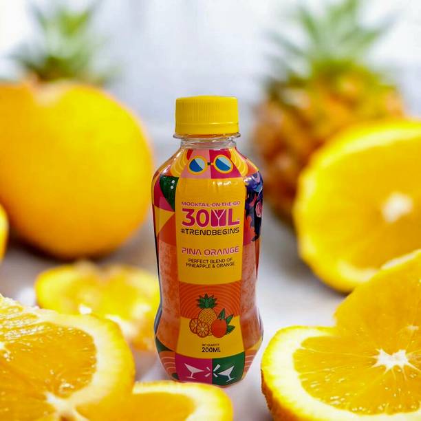 30ML Pina Orange Premium Pocket Mocktail| 200ml per bottle|Pack of 12|Carbonated PET Bottle