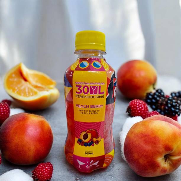30ML Peach Berry Premium Pocket Mocktail|200ml per bottle|Pack of 12|Carbonated PET Bottle