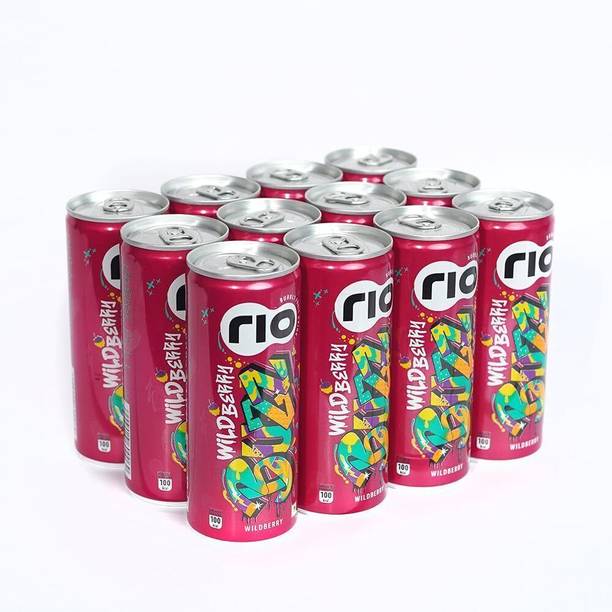 Rio Wild Berry Bubbly Fruit Drink Can | Exotic Juice + Fizz | Pack of 12 |250 ml Can Can