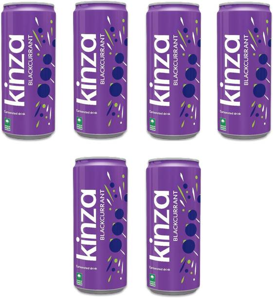 KINZA Black Current Carbonated Soft Drink Pack of 6 x 250ml Can